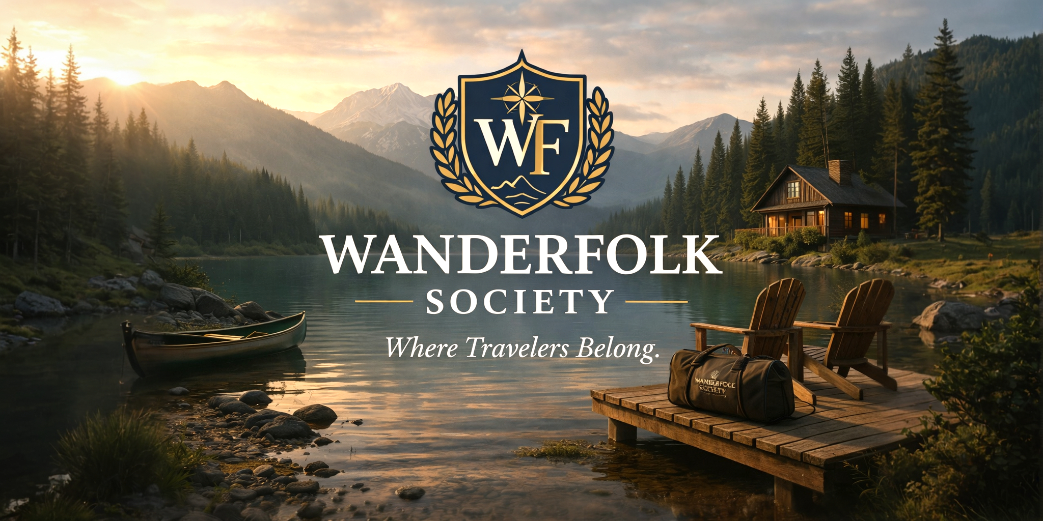 Wanderfolk Society — Where Travelers Belong — overlooking a mountain lake
